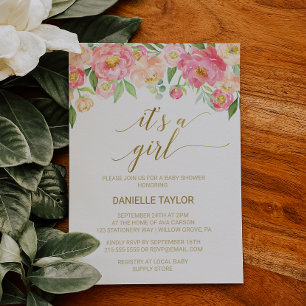 Convite Flores de Pêssego e de Pêssego Rosa É uma Garot