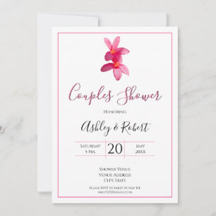 Convite Flores de Plumeria Rosa, Casamento Moderno, Casais