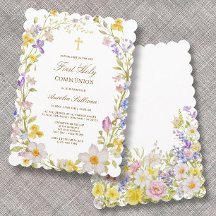 Convite Flores de Prado Quadro Primeira Comunhão