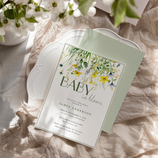 Convite Flores De Prados Bebê Em Chá de fraldas De Sangue (Criador carregado)