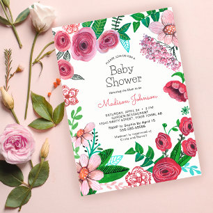 Convite Flores de Primavera   Ch&aacute; de Beb&ecirc;   C
