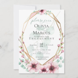 Convite Flores de primavera e Folhagem frescas de noivados