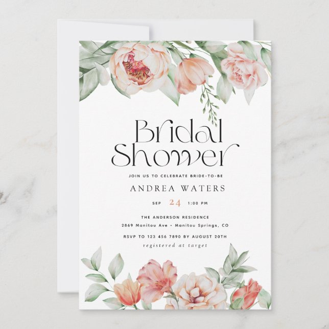 Convite Flores de primavera e verde | CHÁ DE PANELA (Frente)