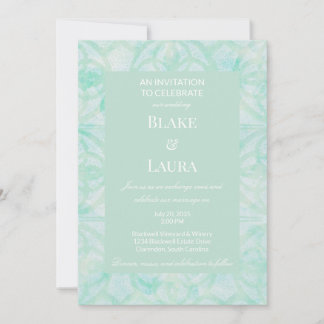 Convite Flores de Primavera em Jade Verde Claro Batik Pers