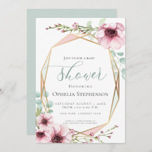 Convite Flores de primavera frescas e Chá de fraldas de fo