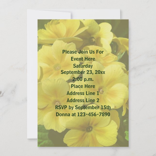 Convite Flores de Primrose Amarela (Frente)