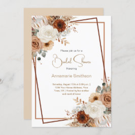 Convite Flores de queda Chá de panela geométrico |