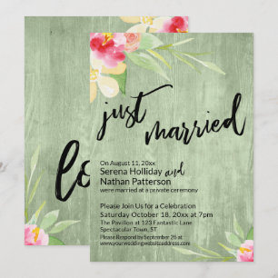 Convite Flores de Recem casados Aquarela e Madeira Verde