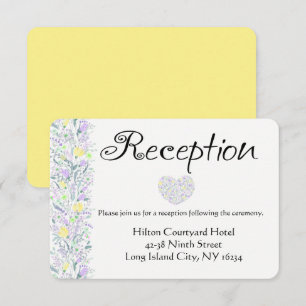 Convite Flores de Recepção de Casamento Roxo Amarelo Flora