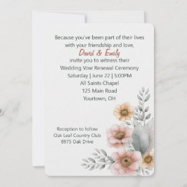 Convite Flores de Renovação de Vow em Branco