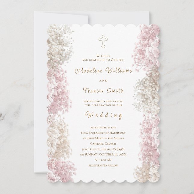 Convite flores de Respirar Bebé | Casamento (Frente)