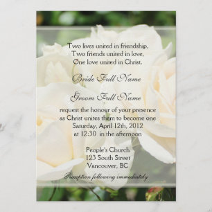 Convite Flores de rosa branca pura casamento cristão