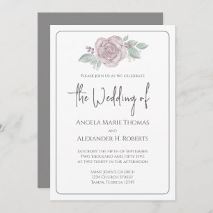 Convite Flores de Rosa Clássicas Vermelhos Elegantes Azuis