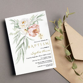 Convite Flores de Rosa com poeira branca Elegante Buquê Ba