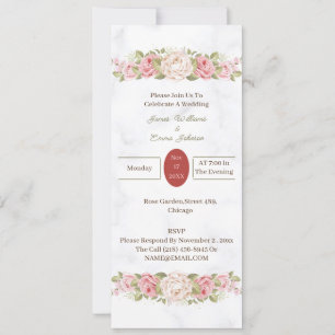 Convite Flores de Rosa elegantes personalizadas