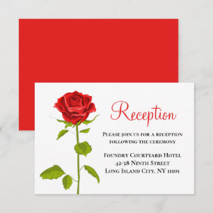 Convite Flores de Rosa Vermelho Floral para Recepção de Ca