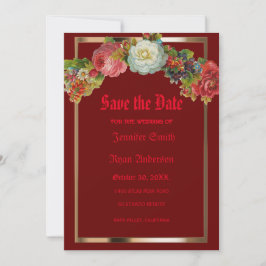 Convite Flores de safra Gothic elegantes salvam a data