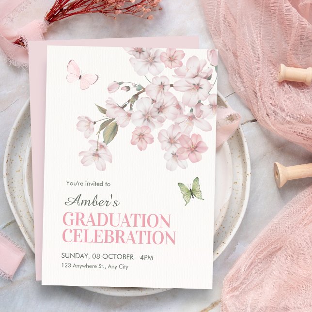 Convite Flores de Sakura florescem na graduação (Criador carregado)