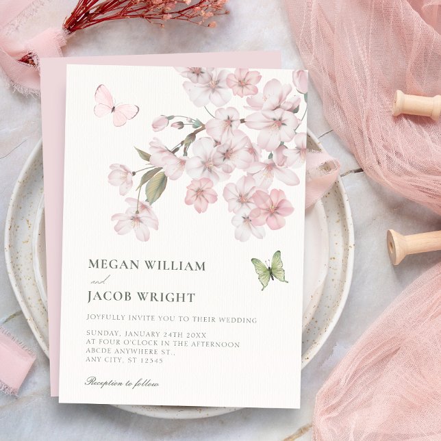 Convite Flores de Sakura florescem no casamento (Criador carregado)