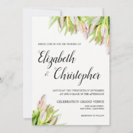 Convite Flores de Tulipas frescas Casamento Verde Rosa Ele