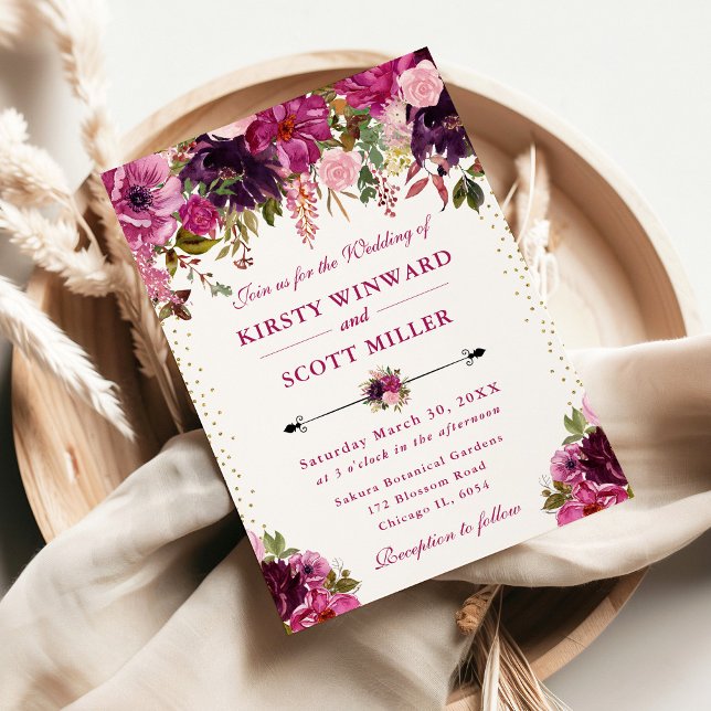 Convite Flores de Verão Rosa Aquarela Casamento (Criador carregado)