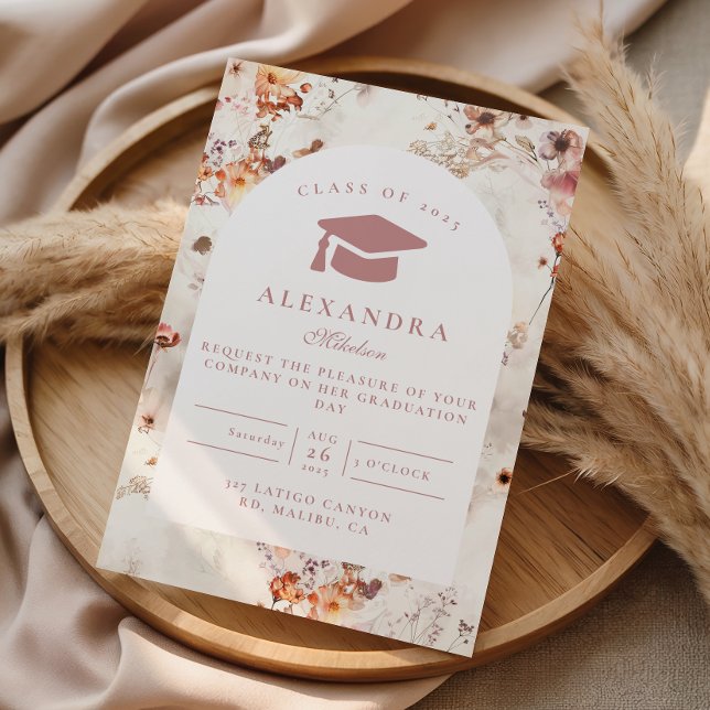 Convite Flores Delicadas da Primavera Graduação (Criador carregado)