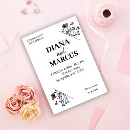 Convite Flores desenhadas à mão com estilo