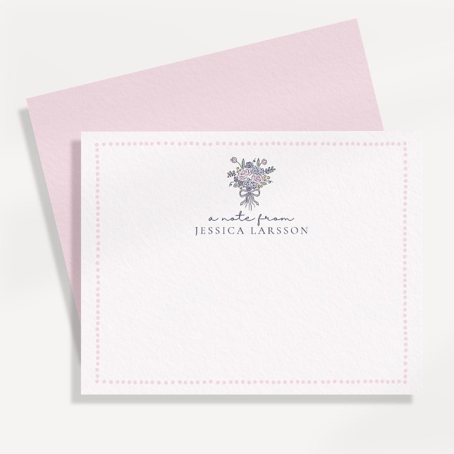 Convite Flores desenhadas à mão, moldura pontilhada a nota (Criador carregado)