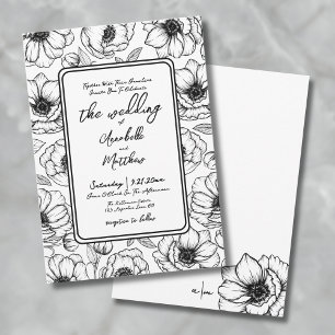Convite Flores Desenhadas à Mão para Casamento