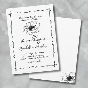 Convite Flores Desenhadas à Mão para Casamento
