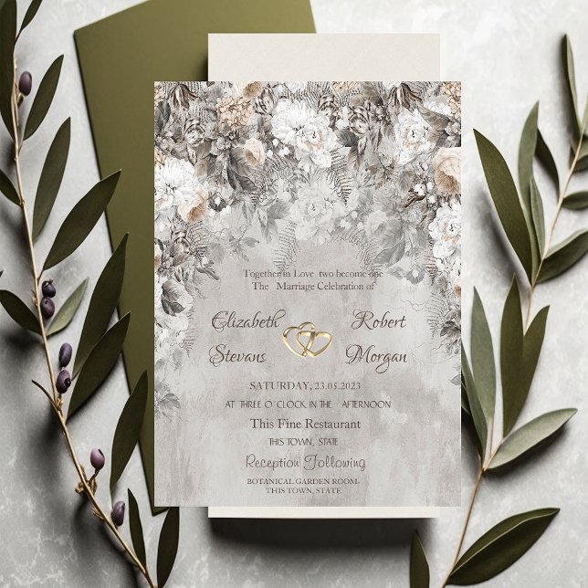 Convite Flores do Bosque Casamento no Inverno Mágico (Criador carregado)