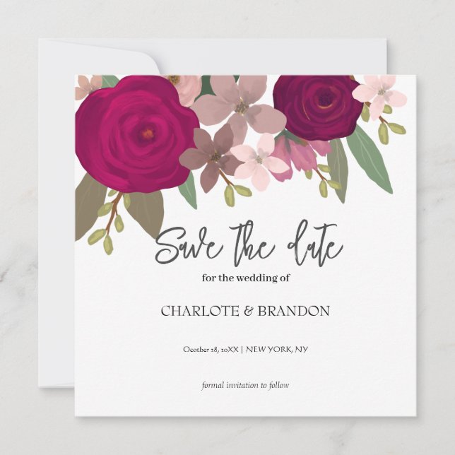 Convite Flores do Jardim da Borra Casam Salvem a Data (Frente)