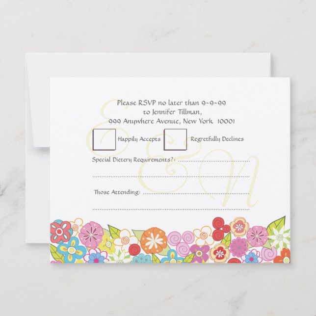 Convite Flores do primavera do verão do casamento de RSVP (Frente)