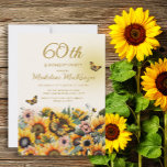 Convite Flores-do-sol Borboletas Festa de aniversário 60 f<br><div class="desc">Girassóis elegantes e borboletas são o 60º convite de aniversário feminino. Entre em contato comigo para obter assistência com suas personalizações ou para solicitar outros produtos Zazzle correspondentes ou coordenadores para o seu partido.</div>