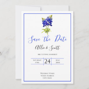 Convite Flores do Texas Bluebonnet, data de salvamento do
