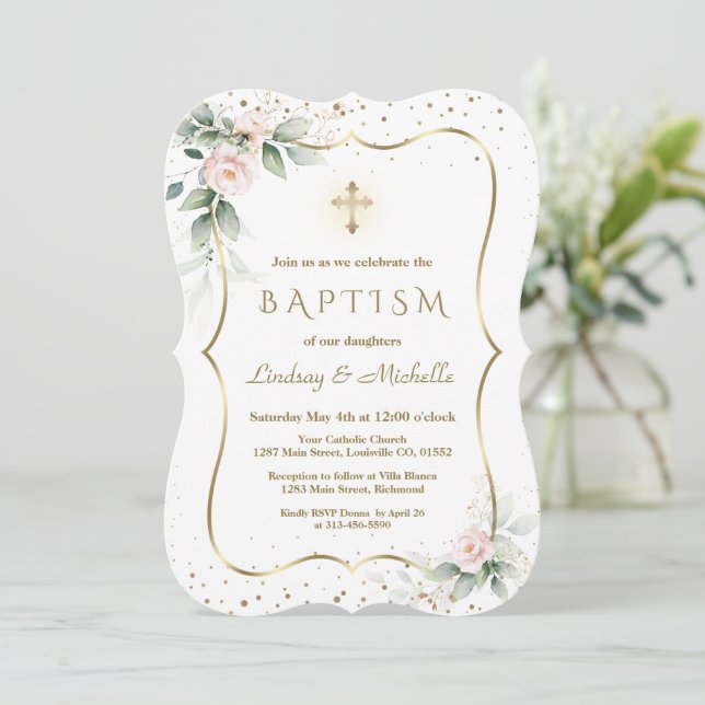 Convite Flores Douradas de Ribeirinhos  ganham batismo (Em pé/Frente)