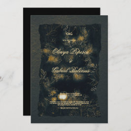 Convite Flores Douradas negras, Papel texturizado com aqua