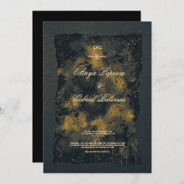 Convite Flores Douradas negras, Papel texturizado com aqua