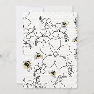 Convite Flores e abelhão em estilo minimalista