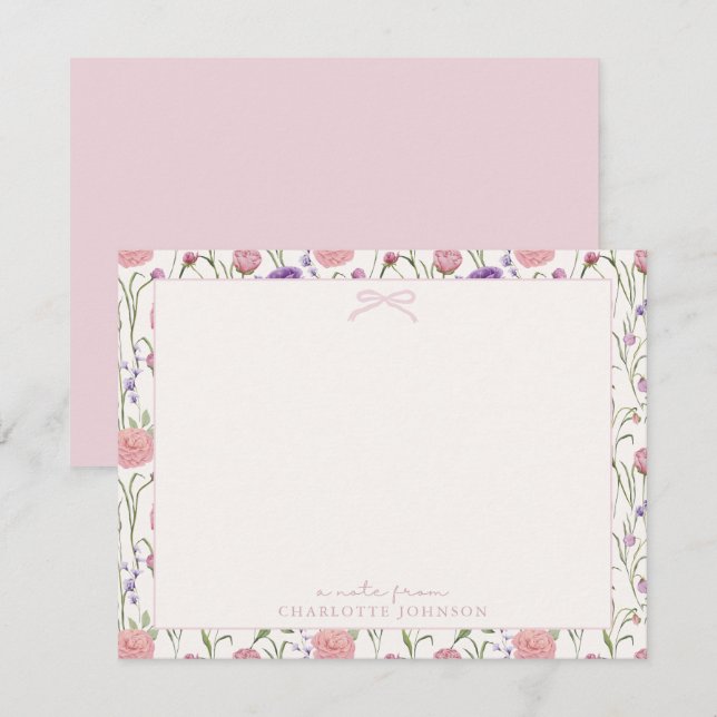 Convite Flores e arcos, nota de placa plana (Frente/Verso)