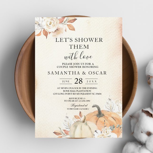 Convite Flores e Bombas Laranja Russas de Outono (Criador carregado)