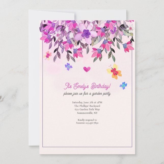 Convite Flores e Borboletas (Frente)