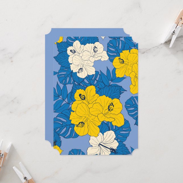 Convite Flores e folhas de hibisco (Frente/Verso In Situ)