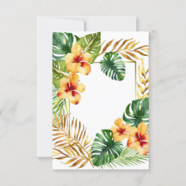 Convite flores e folhas tropicais de casamento