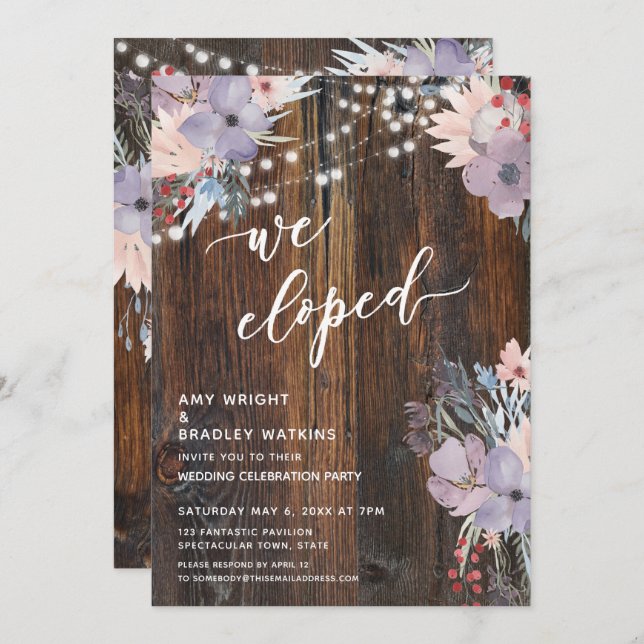 Convite Flores e Luzes Rustic Boho Pastel que Elogiamos (Frente/Verso)