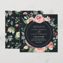 flores elegantes de meia-noite quadradas casamento