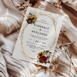Convite Flores Elegantes de Outono e Casamento de Quadro G