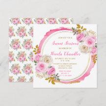 Flores Elegantes Douradas e Rosa Brilhantes Doce D