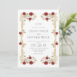 Convite Flores Elegantes Rosa Ornamental Casamento