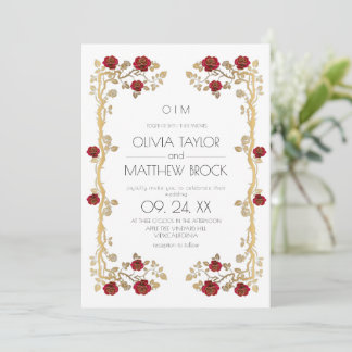 Convite Flores Elegantes Rosa Ornamental Casamento